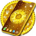 gold glitter clock wallpaper android application logo